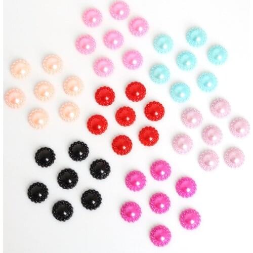 Hot Sale 50Pcs Multi Colors Imitation Pearls Half Round Flatback Flower Beads For DIY Jewelry Craft Scrapbook Decoration 12mm