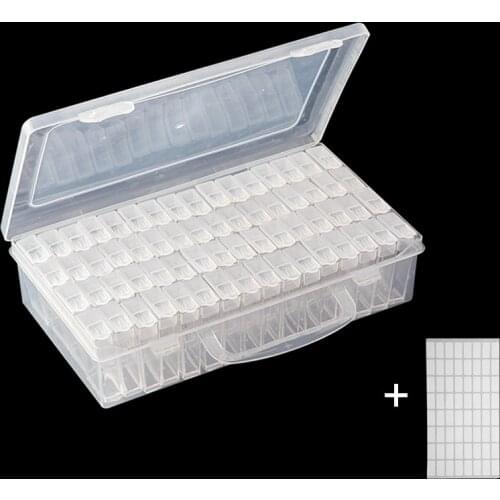 64 Grid Storage Boxes + Label Sticker Diamond Painting Accessories Cases Dismountable PP Plastics Box Home Organizer DW014
