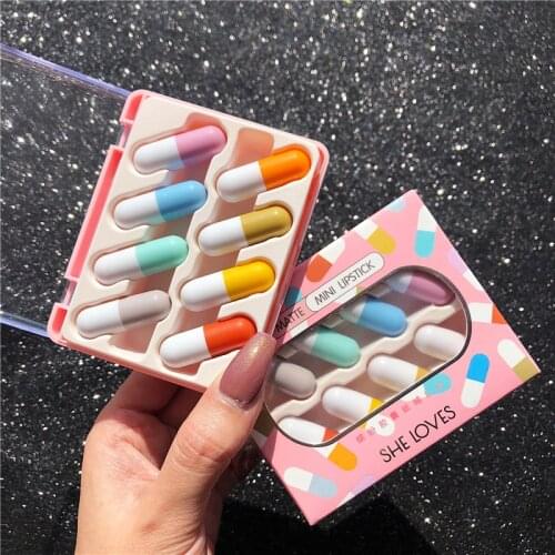 8pcs Cute Capsule Mini Matte Lipstick Set Long Lasting Lipstick For Lips Stick Waterproof Mate Sexy Red Tint Lip Kit Lipgloss