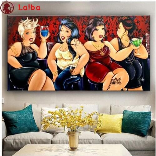 DIY Diamond Painting Cartoon art fat lady party Full Square Diamond Embroidery sale Cross Stitch sets Mosaic Handmade Gift