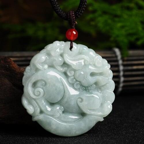 Free shipping Wholesa100% Natural Pale Green Pendant Hand-Carved PIXIU Pendant Round Necklace Fashion men Jades Jewelry
