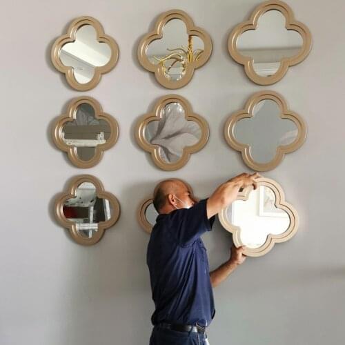 Unique Nordic Style Mirror Modern Creative Gold Aesthetic Wall Mirror Geometry Minimalist Espejos Decorativos Home Decor EI50JZ