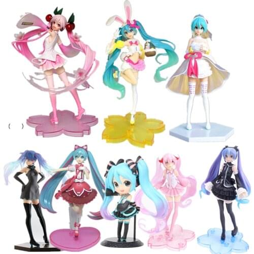 12 Styles Anime Rabbit Ears Hatsune Miku Black Clothes Hatsune Sakura Action Figures PVC Model Girls Sexy Character Doll Toys