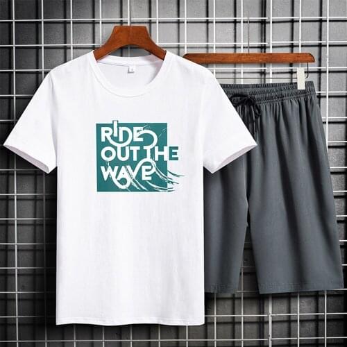 Mens summer top T-shirt fashion brand printed T-shirt high quality sportswear 2 mens fashion 2-piece T-shirt + Pants Set