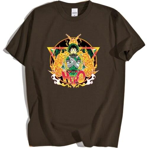 Funny My Hero Academia Japan Anime Print T-Shirts Men Casual Loose Clothing Oversized Summer Tops Loose Cartoon Mens Tshirts
