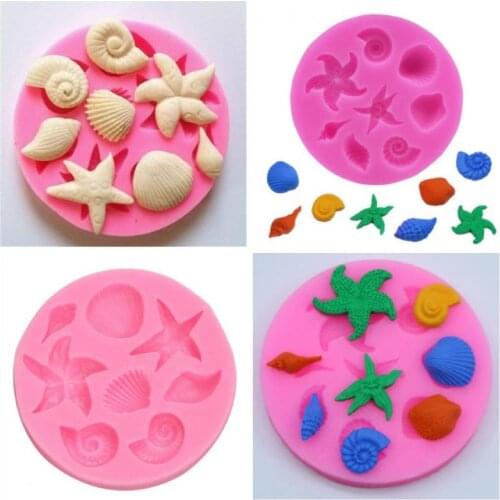 Cake Decorating Tools DIY Sea Creatures Conch Starfish Shell Fondant Cake Candy Silicone Molds Creative DIY Chocolate Mold