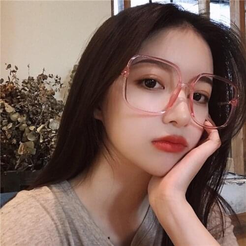 Kottdo New Large Square Glasses Pink Sexy Female Flat Mirror Anti-blue Transparent Glasses Frame eye glasses frames for women