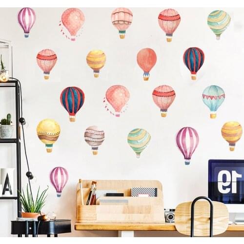 Colourful Hot Air Balloons Wall Stickers For Store Office Home Decoration Pvc Mural Art Diy Birthday Party Wall Decals