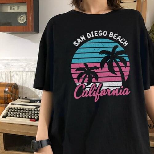 California West Coast Summer T Shirt Women Short Sleeve Funny Tshirt Gothic Punk Tops Femme Harajuku Black Tee Camisetas Mujer