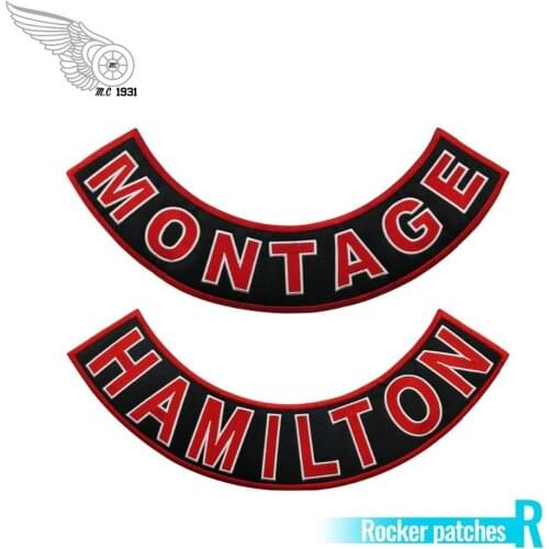 MONTAGE RED DEVILS BOTTOM ROCKER EMBROIDERED IRON ON FOR CLOTHING BACK BADGE