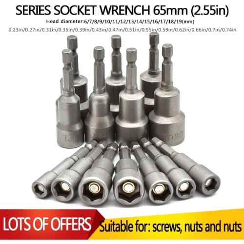 14Pcs hand tools Magnetic impact socket 1/4 Drill Bit electric wrench screwdriver adapter Screw nut Impact hex Socket wrench kit