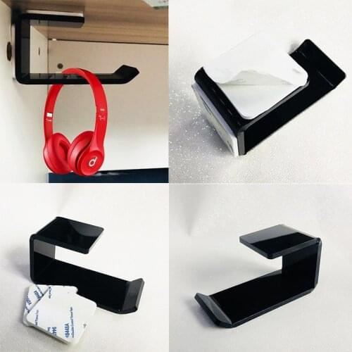 9.8*6*4.5cm Acrylic Sticker Headphone Bracket Hanger Under Desk Wall Mounted Headset Holder Hook Earphone Sticky Display Stand
