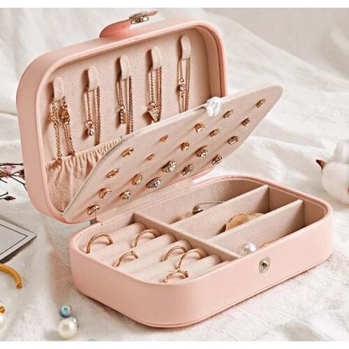 New Multifunctional Arched Portable PU Fresh And Simple Jewelry Box 2 Layers Small Earring Ring Leather Jewelry Packaging Box