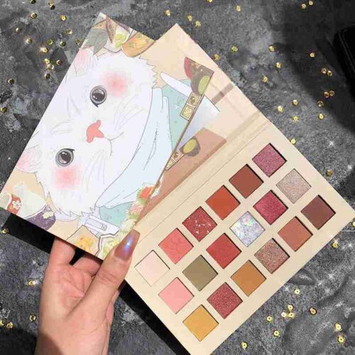 Ins Hot 18 Colors Glitter Eyeshadow Palette Pigmented Shimmer Eye Shadow Powder Matte Cat Makeup Palette Comestics Set