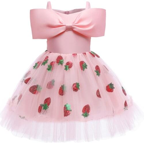 Girls Dress 2021 New Christmas Girl Baby Bow Print Lace Dress Girl Baby Birthday Party Dinner Princess Dress Vestidos 2-10 Years