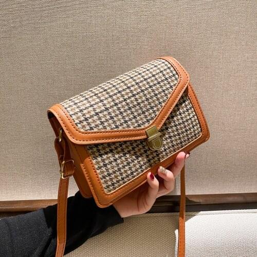 Portable Women PU Leather Purse Women Plaid Pattern Underarm Bags Casual Travel Street Shoulder Top-handle Clutches