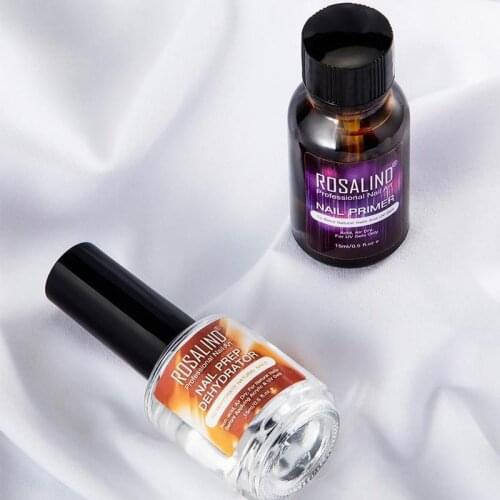 ROSALIND Nail Primer And Nail Prep Dehydrator Set 15ML No Need of UV LED Lamp Manicure for Nail Art Gel Nail Polish