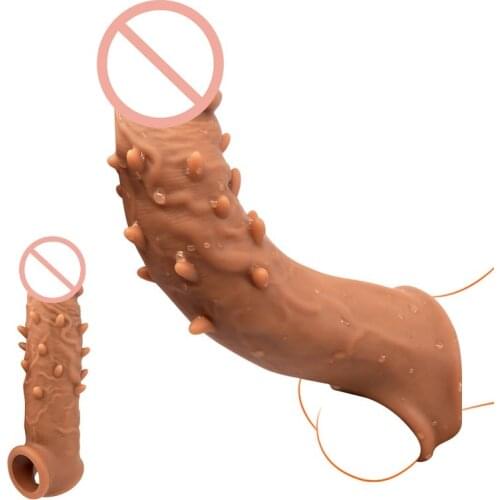 Thick Penis Sleeve Silicone Condoms With Spines For Penis Enlargement Cock Rings Penis Massager Ring On The Penis