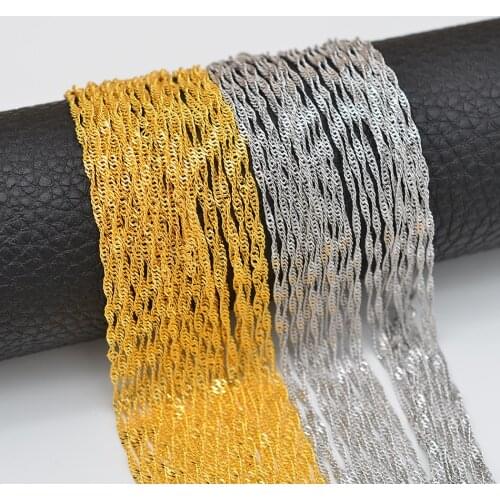 Anniyo 50pcs/Lot,45CM/50CM/60CM/80CM Wholesale Water-Wave Chain Thin Necklaces Gold Color/Silver Color Jewelry for Women/Girl