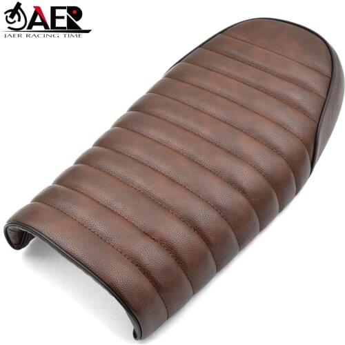 JAER Universal Motorbike Brown Flat Custom Vintage Saddle Cafe Racer Seat Cowl for Harley Suzuki Kawasaki Yamaha Honda