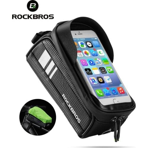 ROCKBROS Bicycle Bag Waterproof Touch Screen Cycling Bag Top Front Tube Frame MTB Road Bike Bag 6.5 Phone Case Bike Accessories