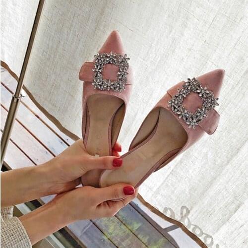 Pointed high heels womens stiletto heel 2020 new all-match fashion Baotou square buckle rhinestone slippers