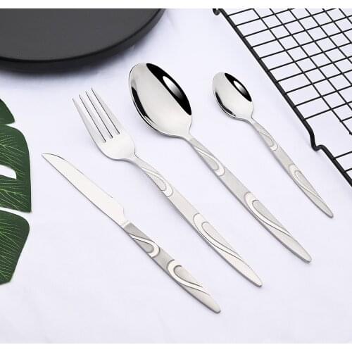1/2/4/6 Set Western Flatware Dinner Spoon Fork Set Dinnerware Set 18/10 Stainless Steel Mirror Silver Cutlery Set Tableware Set