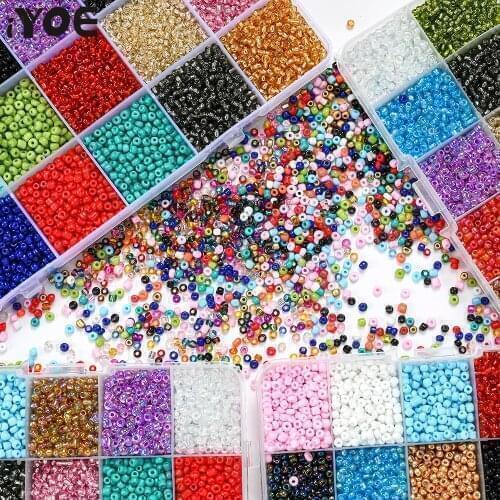 10/24 Grid Mini Glass Seed Beads Kit Crystal Spacer Beads Box Set for Jewelry Making Bracelet Necklace DIY Craft Accessories