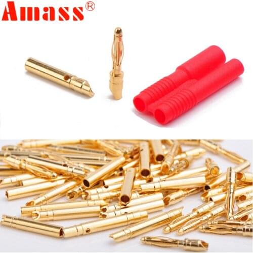 100pair Amass 2.0mm Banana plug With Belt Sheath for Rc Motor Rc Esc RC Lipo Battery