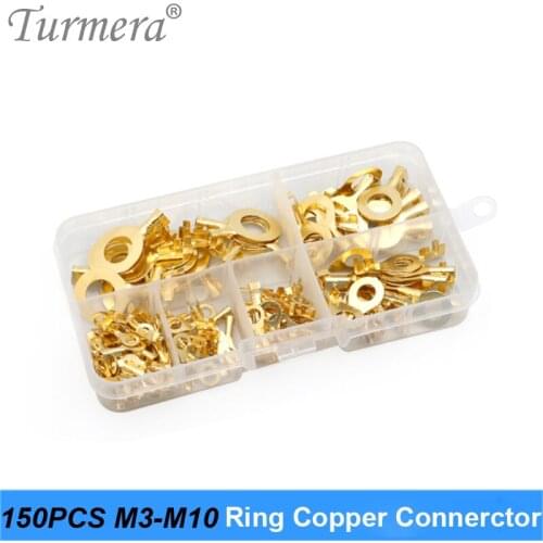 150Pieces M3 M4 M5 M6 M8 M10 Ring Lugs Ring Copper Crimp Terminal Cable Lug Wire Connector Non-insulated Assortment Kits Turmera
