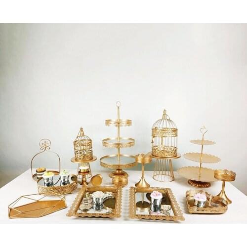 17pcs /lot Metal cake stand set Wedding Dessert Table Decoration