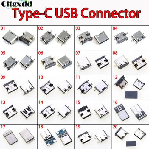 20models USB3.1 Type-C 6 12 24 Pin SMT Female Socket SMD DIP Connector For Huawei Samsung Lenovo PCB Design DIY High Current