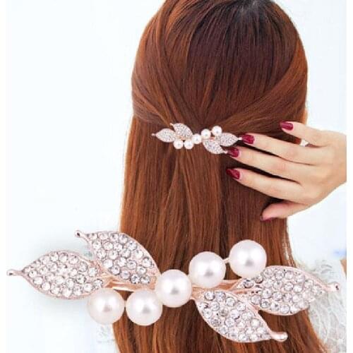 2021 pearl rhinestone spring one word clip elegant temperament female fashion hairpin hair accessories