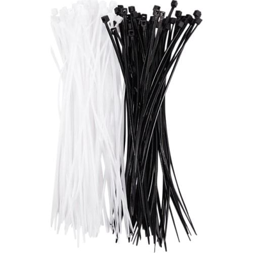 3mm x 150mm Auto Wire Push Cable Zip Tie Organizer White Black 100 Pcs