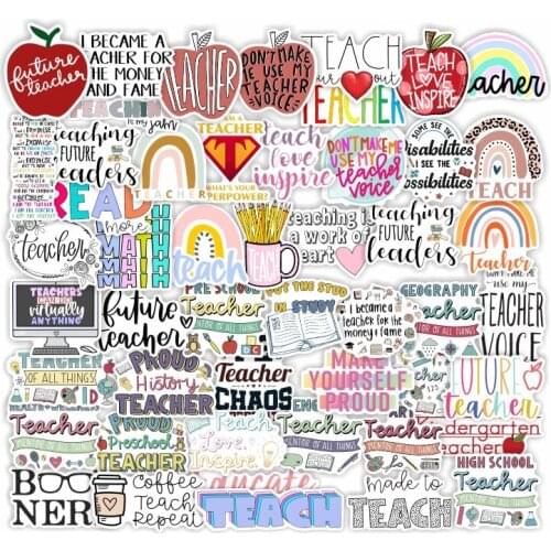 TD ZW 50Pcs Teacher English Stickers For Suitcase Skateboard Laptop Luggage Fridge Phone Car Styling DIY Decal Pegatinas