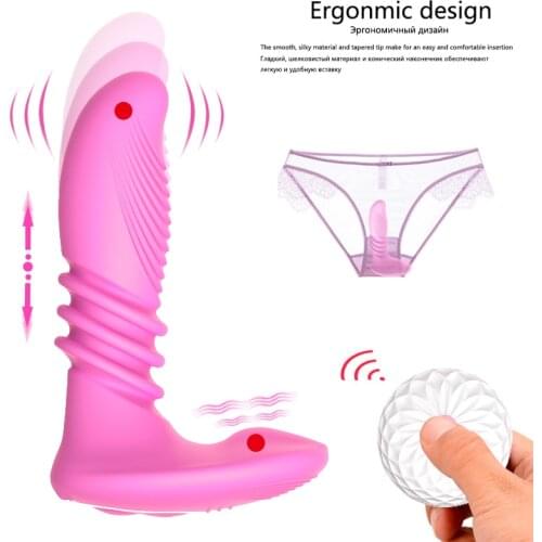 7 Speeds Telescopic Heating Dildo Vibrator Remote Control G-spot Anal Clitoris Stimulator Masturbator Adult Sex Toys for Women