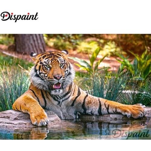 Dispaint 5D Diamond Pattern Rhinestone Needlework Diy Diamond Painting Cross Stitch "Animal tiger" Diamond Embroidery A27747