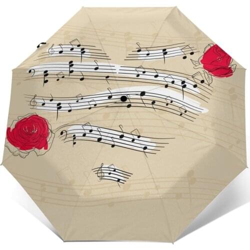 Automatic Umbrella Music Heart three-fold umbrella women men rain umbrella