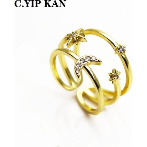 C.YIPKANAdjustable size open crystal womens ring micro set zircon snake ring for fashion girl party Jewelry Gift Ring Width 9mm