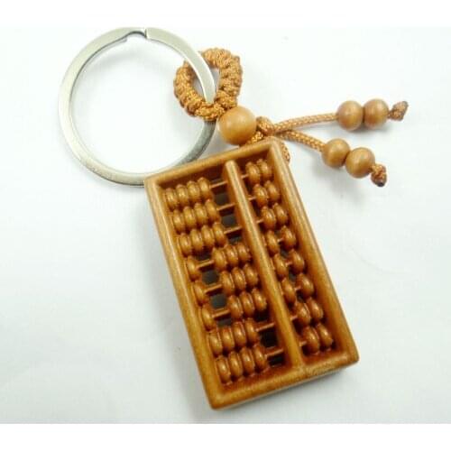 Mahogany Three-dimensional Engraving Key Chain Lifelike abacus Pendant Key Ring Jewelry Gift For Car Accessories L29