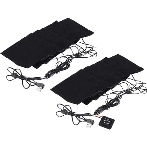 Black Clothes Warmer Pads Vest Heating Pads Warmer Pads Soft 8pcs USB Clothing Accessories Fiber Heater Cushion Outdoor