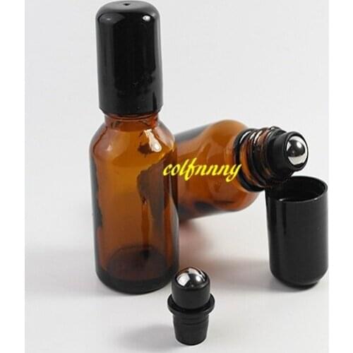 650pcs/lot 15ml Amber Glass Roll on Bottle Vials with stainless steel roller ball For perfume essential oil aromatherapy