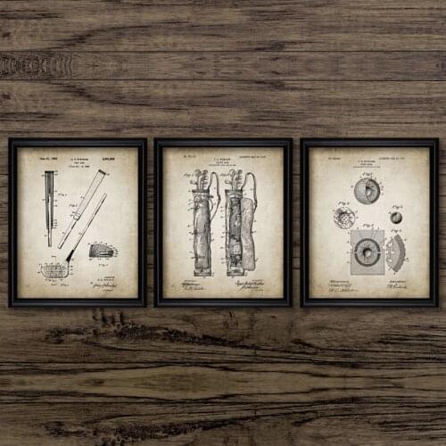 Golf Patent Vintage Posters and Prints Golfing Equipment Design Gift Idea Wall Art Pictures Canvas Painting Golf Clubhouse Decor