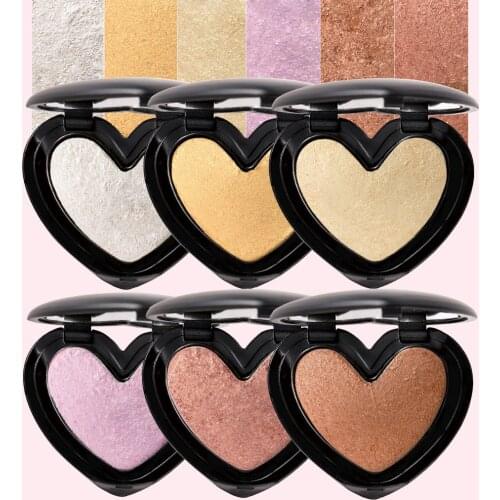 HANDAIYAN 6 Colors Highlighter Powder Heart Shape Palette Waterproof Shimmer Body Face Glow Iluminator Bronzer Face Makeup Kit