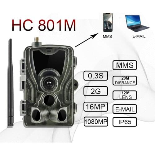 HC801M 2G Hunting Trail Camera 16MP 1080P MMS/SMTP/SMS Wildlife Camera 0.3sTrigger Photo Traps Night Vision Hunter Chasse