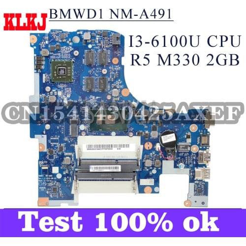 KLKJ NM-A491 Laptop Motherboard For Lenovo Ideapad 300-17ISK Original Mainboard I3-6100U R5-M330
