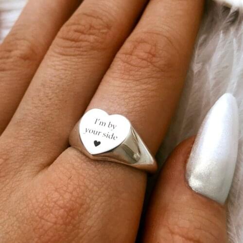 Personalized DIY Heart Rings for Women Engraved Love Ring Dainty Statement Finger Anniversary Brithday Gift