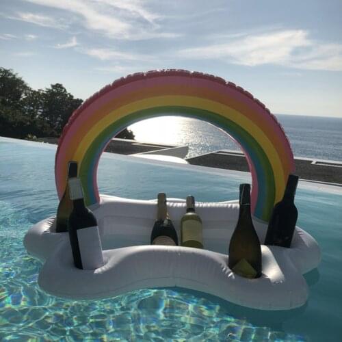 Summer pool Party Bucket Rainbow Cloud Cup Holder Inflatable Pool Float Beer Drinking Cooler Table Bar Tray Beach Swimming Ring