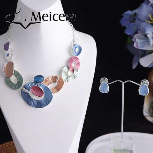 MeiceM 2021 Hot Sale Fashion Circle Choker Necklaces for Woman Girls Trendy Alloy Jewelry Women Collares Collier Necklace Gift