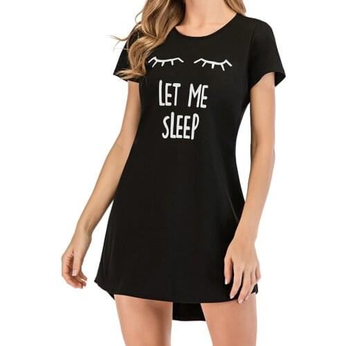 Aamikast fashion new hot sale nightdress womens short-sleeved solid color casual comfort good-looking print nightdress пижама